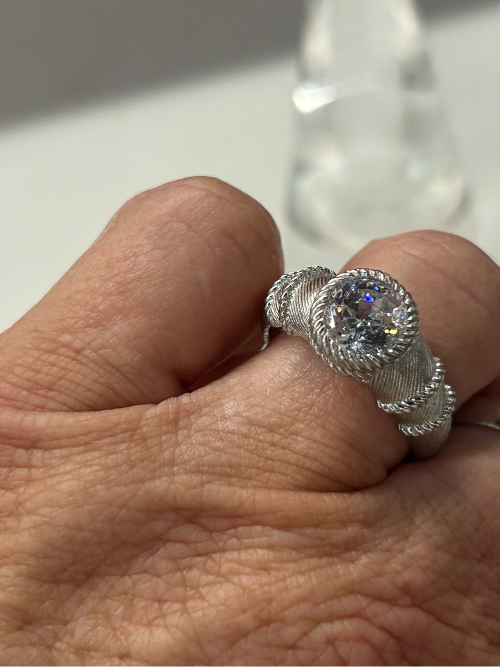 Judith Ripka Silver Rope Band Ring size 9